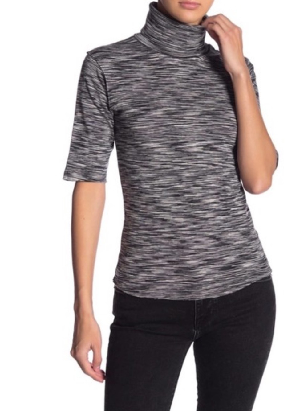 Free people Gray Space-Dye Turtleneck Top